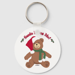 Porte-clés Santa m'aime ! Ours en peluche de Noël
