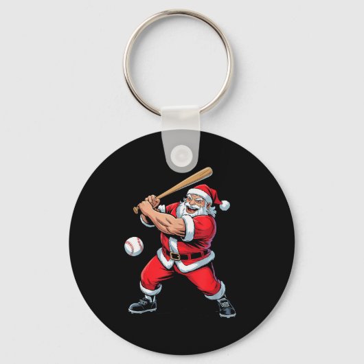 Porte-clés Santa Playing Baseball Funny Holiday Christmas Xma (Recto)