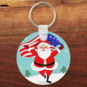 Porte-clés Santa running with american flag (Recto)