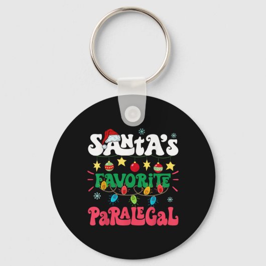 Porte-clés Santa S Favorite Paralegal Funny Santa Xmas Light (Recto)