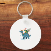 Porte-clés Santa Turtle Riding T-Rex Reindeer Christmas Light (Recto)