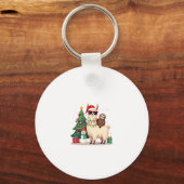 Porte-clés Santa Xmas Funny Llama Sloth Christmas (2) (Recto)