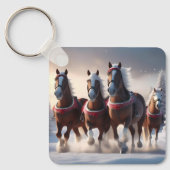 Porte-clés Santas Chevaux de Neige de Noël, (Recto)