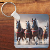 Porte-clés Santas Chevaux de Neige de Noël, (Recto)