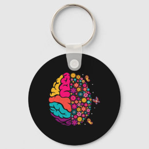 Porte-clés Santé mentale Floral Cerveau Conscience de la dépr