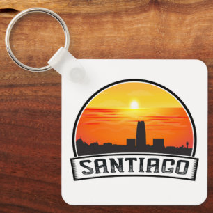 Porte-clés Santiago du Chili Vintage Skyline Sunset