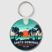 Porte-clés Santo Domingo République dominicaine Retro Sunset (Verso)
