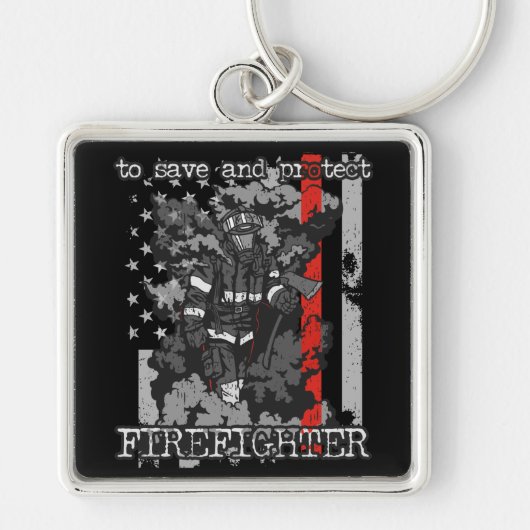 Porte-clés Sapeur-pompier à économiser et protéger (Devant)