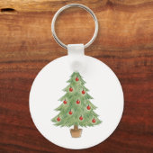 Porte-clés Sapin de Noël en pot avec ornements rouges (Verso)
