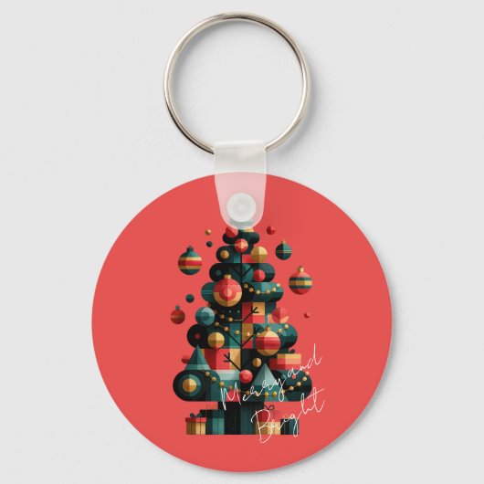 Porte-clés Sapin de Noël géométrique (Recto)