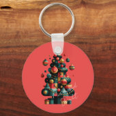 Porte-clés Sapin de Noël géométrique (Recto)