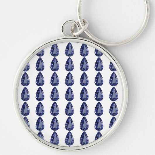 Porte-clés Sapphire bleu en forme de poire (Devant)