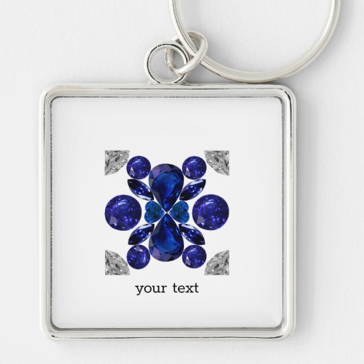 Porte-clés Sapphire Diamant Gemstone Art Blue (Devant)