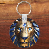 Porte-clés Sapphire Lion Bleu Et Or, (Recto)
