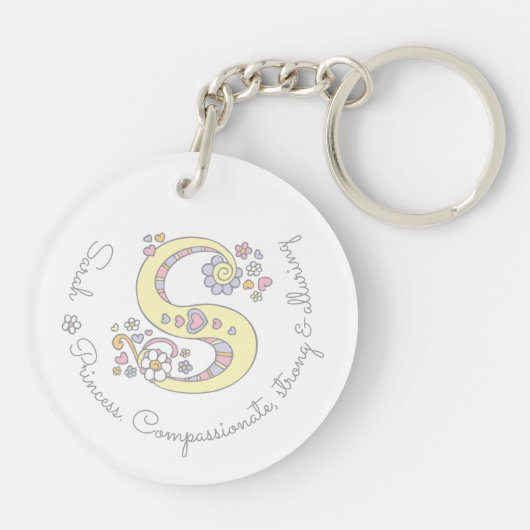 Porte-clés Sarah monogramme lettre s nom et signification (Dos)