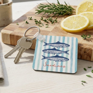 Porte-clés Sardines Rayures Esthétique Pêcheur