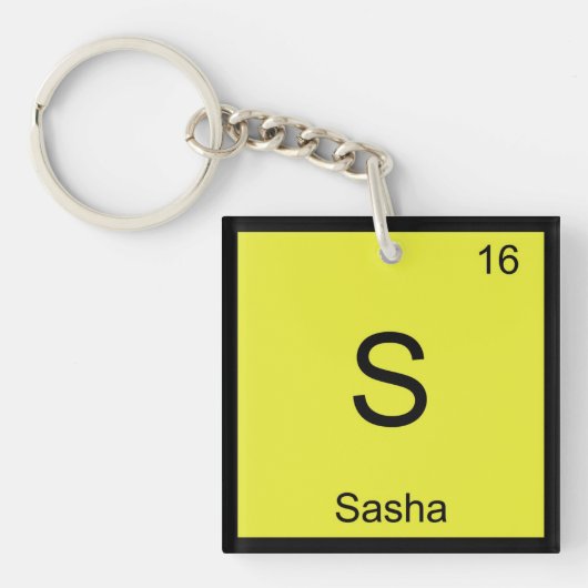 Porte-clés Sasha Nom Chimie Élément Tableau Périodique (Devant)