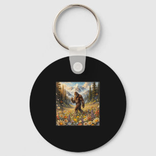 Porte-clés Sasquatch dans un champ de fleurs de pissenlit big