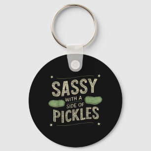 Porte-clés Sassy avec un côté de pickles vintage drôle de pic