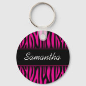 Porte-clés Sassy Hot Pink Zebra Personnalisé (Recto)