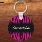 Porte-clés Sassy Hot Pink Zebra Personnalisé (Recto)