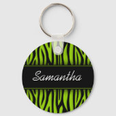 Porte-clés Sassy Lime Green Zebra Personnalisé (Recto)
