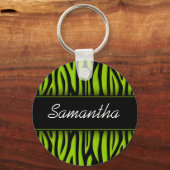 Porte-clés Sassy Lime Green Zebra Personnalisé (Recto)