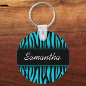Porte-clés Sassy Turquoise Blue Zebra Personnalisé (Recto)