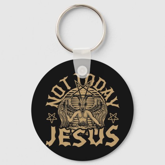 Porte-clés Satanic Baphomet Satan Pas aujourd'hui Jésus Tank  (Recto)