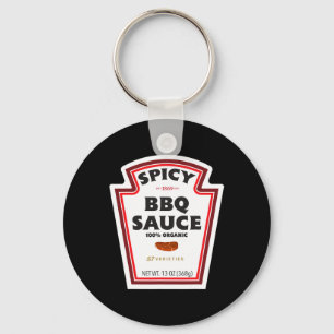 Porte-clés Sauce barbecue épicée Étiquette Drôle Halloween Co
