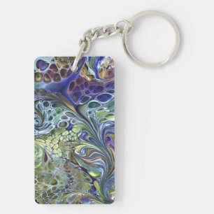 Porte-clés Sauge vert olive, bordeaux bleu violet abstrait