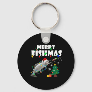 Porte-clés Saumon Steelhead Joyeux Fishmas Noël Roi Trou
