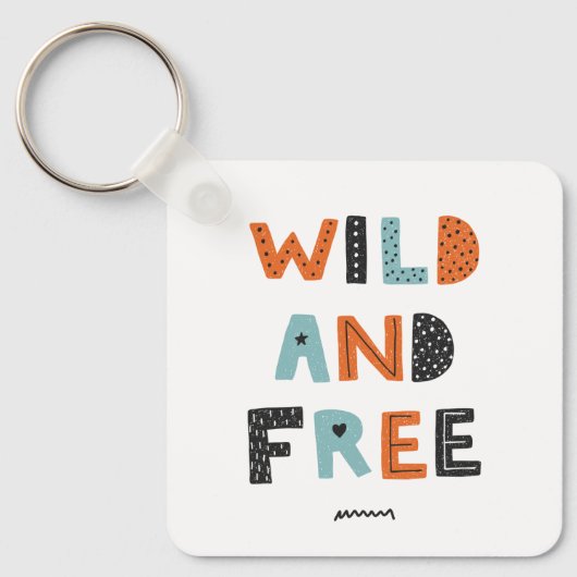 Porte-clés Sauvage et libre | Lettres Doodle (Recto)