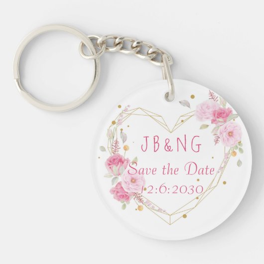 Porte-clés Sauvegarde du Mariage de date customisé Enregistre (Devant)