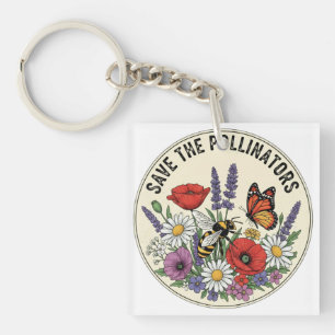 Porte-clés Sauver le pollinisateur avec abeille, papillon et