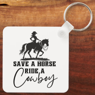 Porte-clés Sauver un cheval monter un cowboy