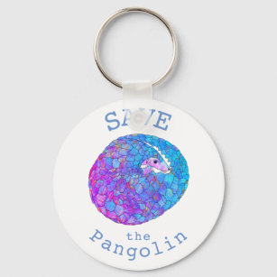 Porte-clés Sauvez la couleur du slogan Pangolin