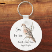 Porte-clés Sauvez la date, TurtleDove, Mariage d'oiseaux (Recto)