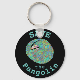 Porte-clés Sauvez le Pangolin coloré Curled Up Animal Art