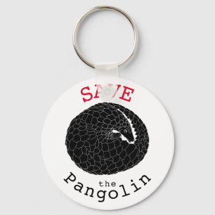 Porte-clés Sauvez le slogan Pangolin noir et blanc