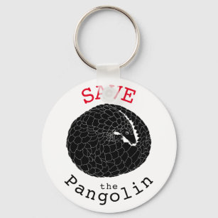 Porte-clés Sauvez le slogan Pangolin noir et blanc
