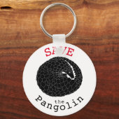 Porte-clés Sauvez le slogan Pangolin noir et blanc (Recto)
