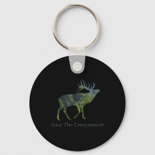 Porte-clés Sauvez l'environnement Deer Silhouette De l'enviro