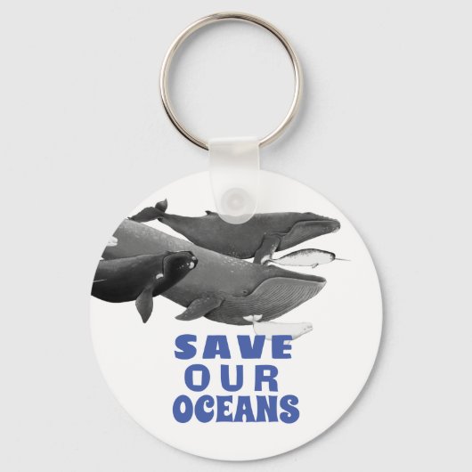 Porte-clés Sauvez nos océans Baleine d'art De l'environnement (Recto)