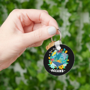 Porte-clés Sauvez nos océans Fleur Baleine Conception Colorée