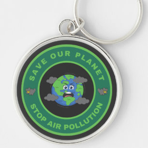 Porte-clés Sauvez notre planète arrêtez la pollution de l'air