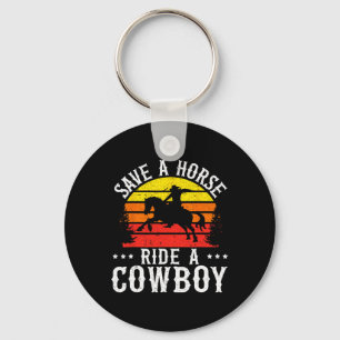 Porte-clés Sauvez Une Balade À Cheval Un Cowboy Western Rodeo