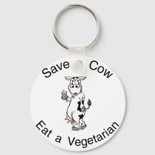 Porte-clés Sauvez une vache mangent un végétarien