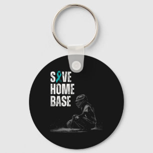 Porte-clés Save Home Base Baseball Player Ovarienne Cancer Aw