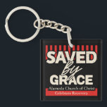 Porte-clés Saved by Grace Alamina Church of Christ key chain<br><div class="desc">"Saved by Grace" Keychain – Alameda Church of Christ Celebrate faith and strength with this inspiring "Saved by Grace" t-shirt, featuring 2 Corinthians 12:9: “My grace is sufficient for you, for my power is made perfect in weakness.” Perfect for members of Alameda Church of Christ or anyone wanting to share...</div>